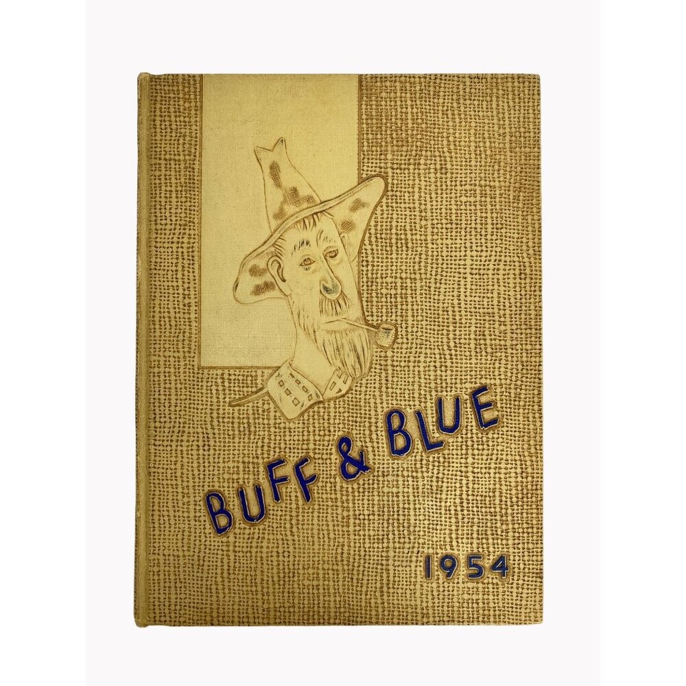 1954 York High School Nebraska Yearbook Buff and Blue Embossed Cover
